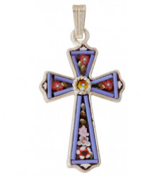 Croix en verre de Murano avec motifs floraux