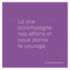 La joie accompagne nos efforts et nous donne le courage