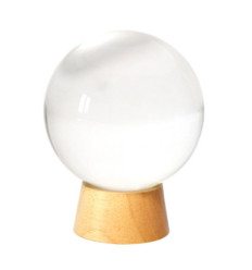 BOULE CRISTAL 10 CM SOCLE BOIS